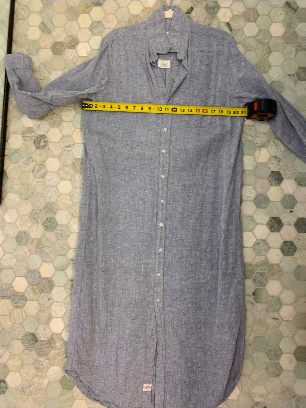 Frank & Eileen hearts Chambray Blue linen Maxi Shirt Dress - Picture 7 of 10